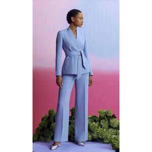 FOLD Adelaide Blue Wide Leg Trousers High Rise Tailored Pants Size 8